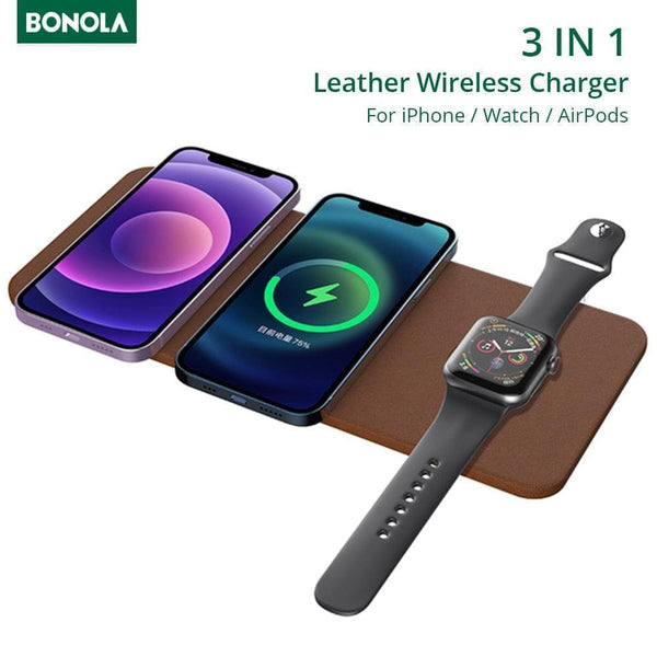 3 in 1 Leather Wireless Charger