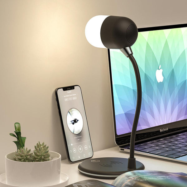3 IN 1 Desk Lamp With Qi Wireless Charger 5W Bluetooth Speaker